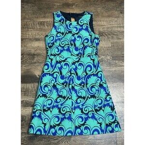 J.Crew Dress 0 G1061 Blue Green‎ Baroque Scroll Sheath Sleeveless Jacquard SP17